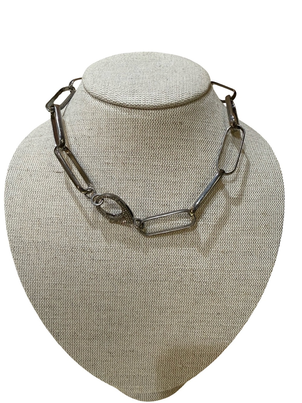 The Woods Fine Jewelry silver chain with pave diamond clasp